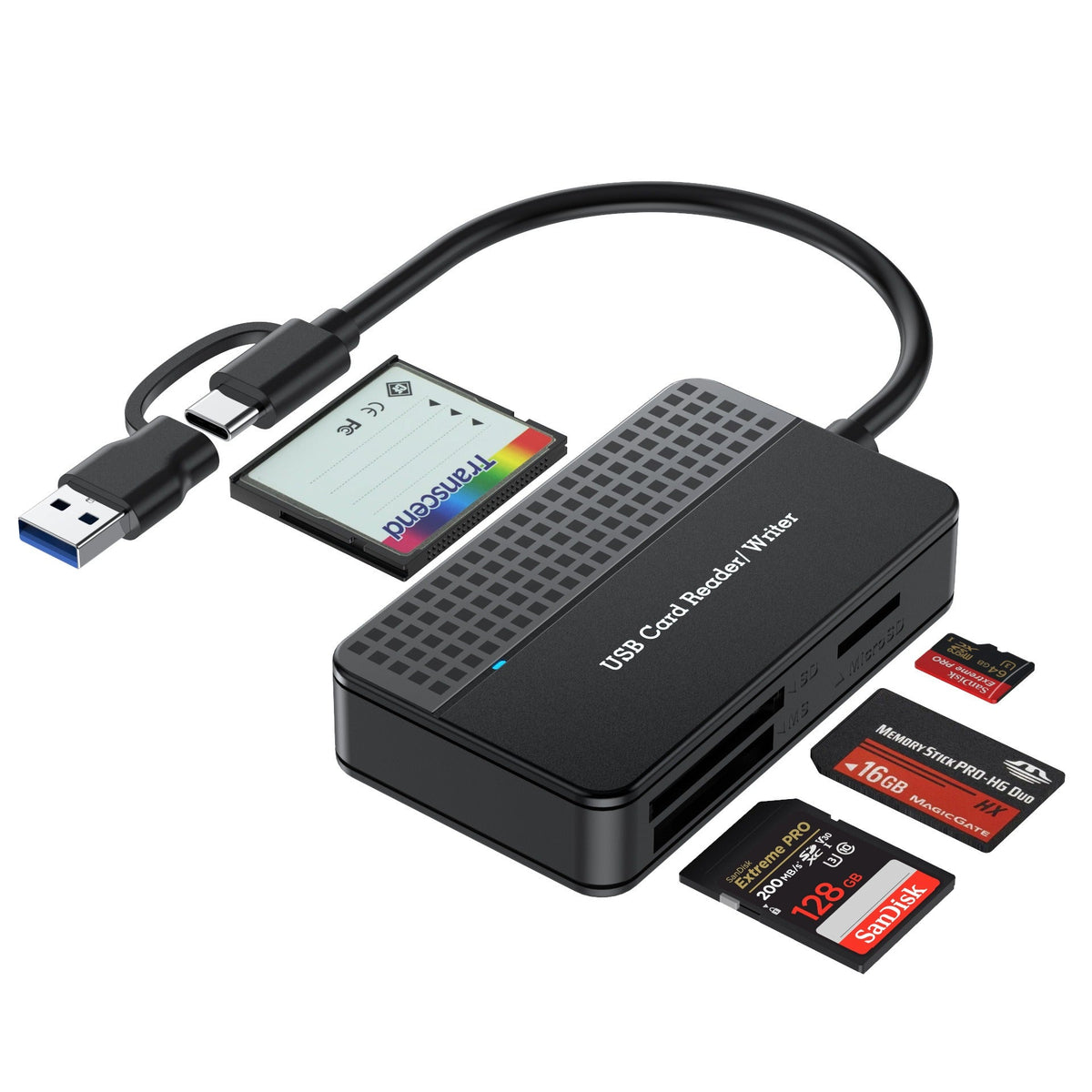 CF SD microSD Memory Stick Card Reader USB-C