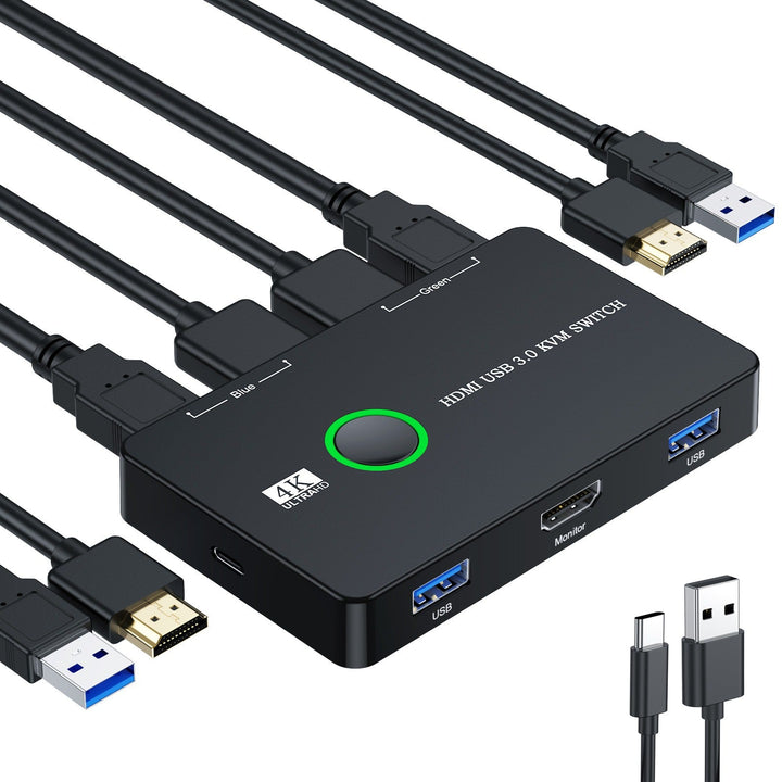 2-Computer USB KVM Switch with 4K HDMI Monitor Sharing