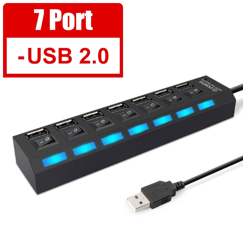 4-Port USB 3.0 Hub with Individual On/Off Switches