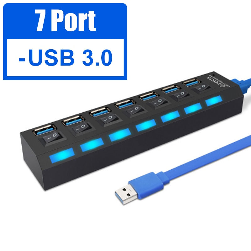 4-Port USB 3.0 Hub with Individual On/Off Switches