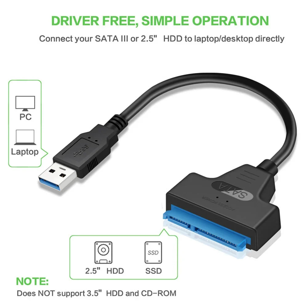 USB 3.0 SATA to USB Adapter for 2.5-Inch SSD and HDD
