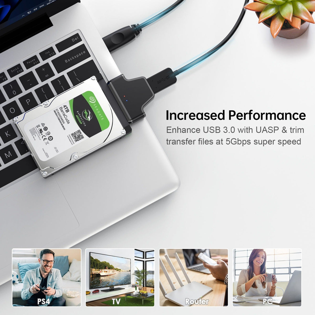 USB 3.0 to SATA Laptop Drive Adapter for 2.5-Inch SSD