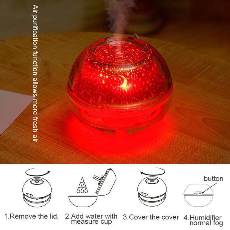 USB Humidifier Night Light Projector for Cozy Bedrooms