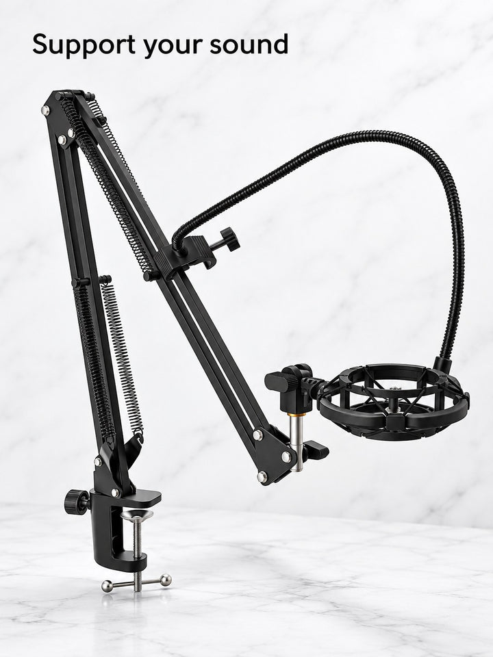 USB Condenser Microphone with Scissor Arm & Shock Mount