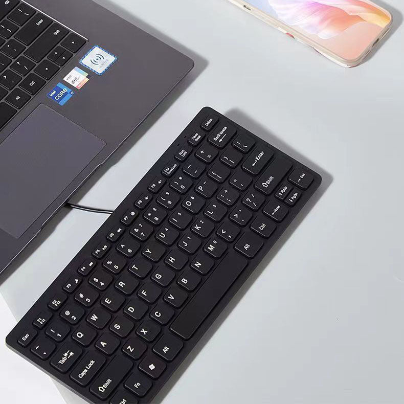Compact Wired USB Keyboard for Small Desks and Laptops