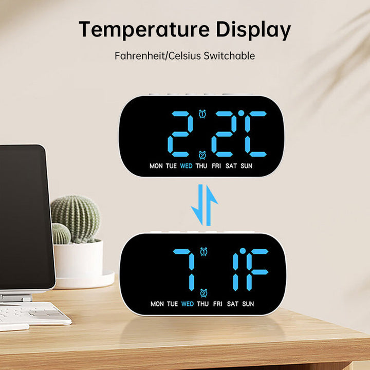 USB Digital Alarm Clock With Dual Alarms & Night Mode