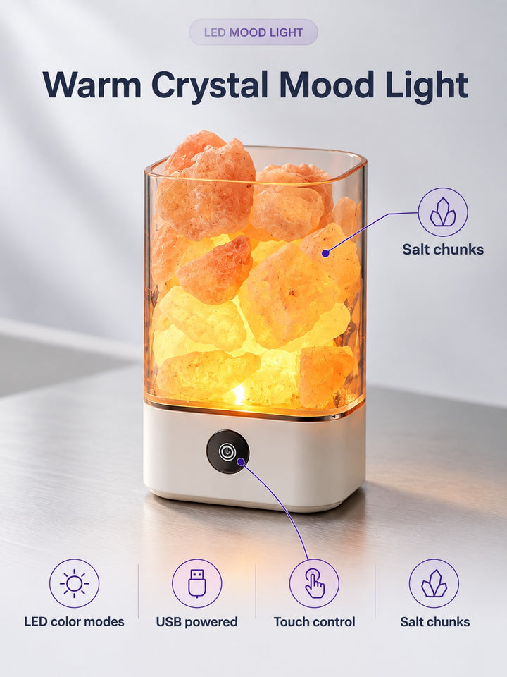 USB Himalayan Salt Lamp LED Mood Light for Bedroom Decor
