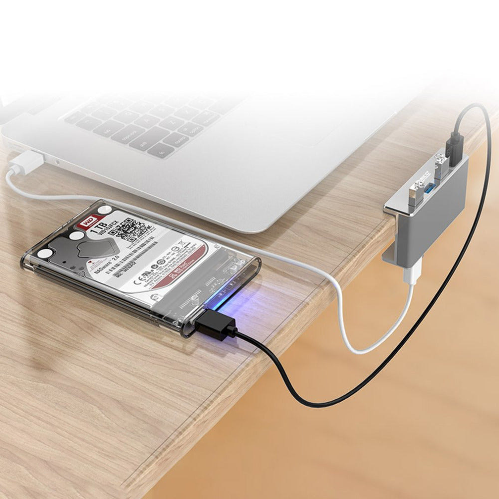 Aluminum USB 3.0 Hub with 4 Ports and Clip Mount for Desks