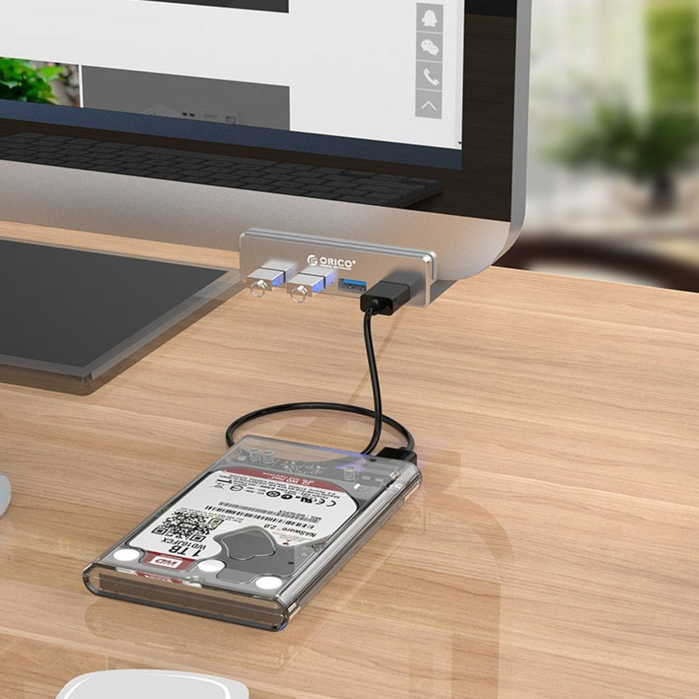Aluminum USB 3.0 Hub with 4 Ports and Clip Mount for Desks