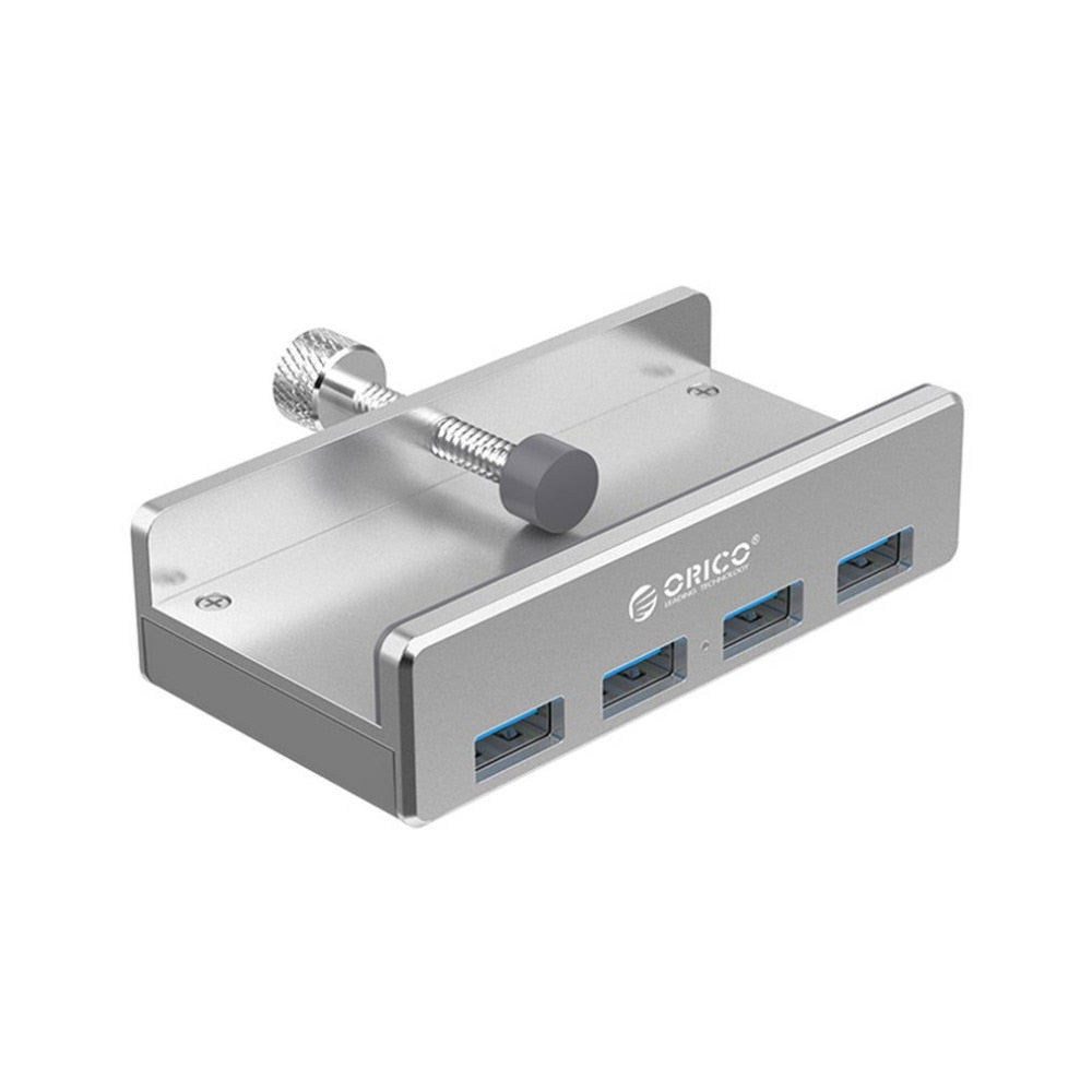 Aluminum USB 3.0 Hub with 4 Ports and Clip Mount for Desks