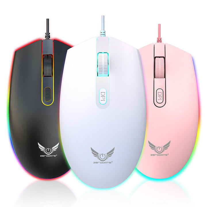 Rainbow RGB Gaming Mouse, Switchable DPI, Long Cable