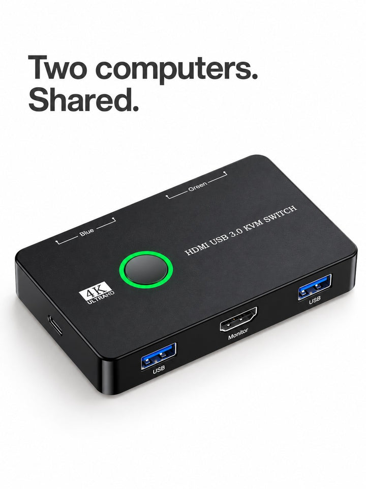 2-Computer USB KVM Switch with 4K HDMI Monitor Sharing