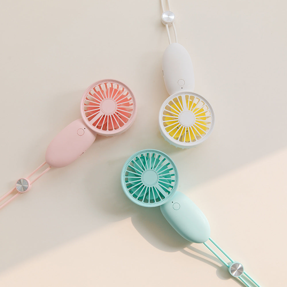 Rechargeable Mini Handheld Fan with Lanyard for Commuting