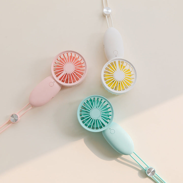 Rechargeable Mini Handheld Fan with Lanyard for Commuting