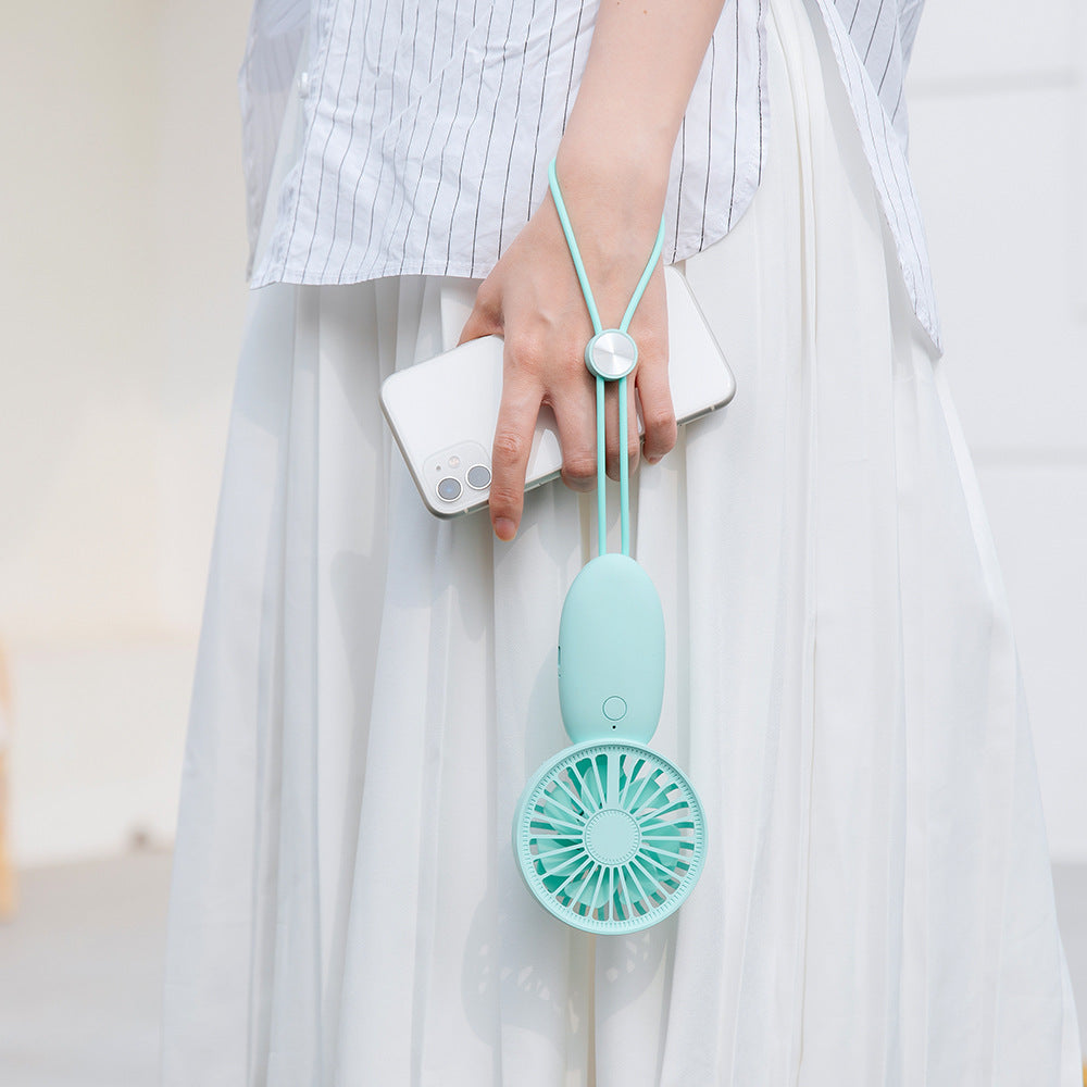 Rechargeable Mini Handheld Fan with Lanyard for Commuting