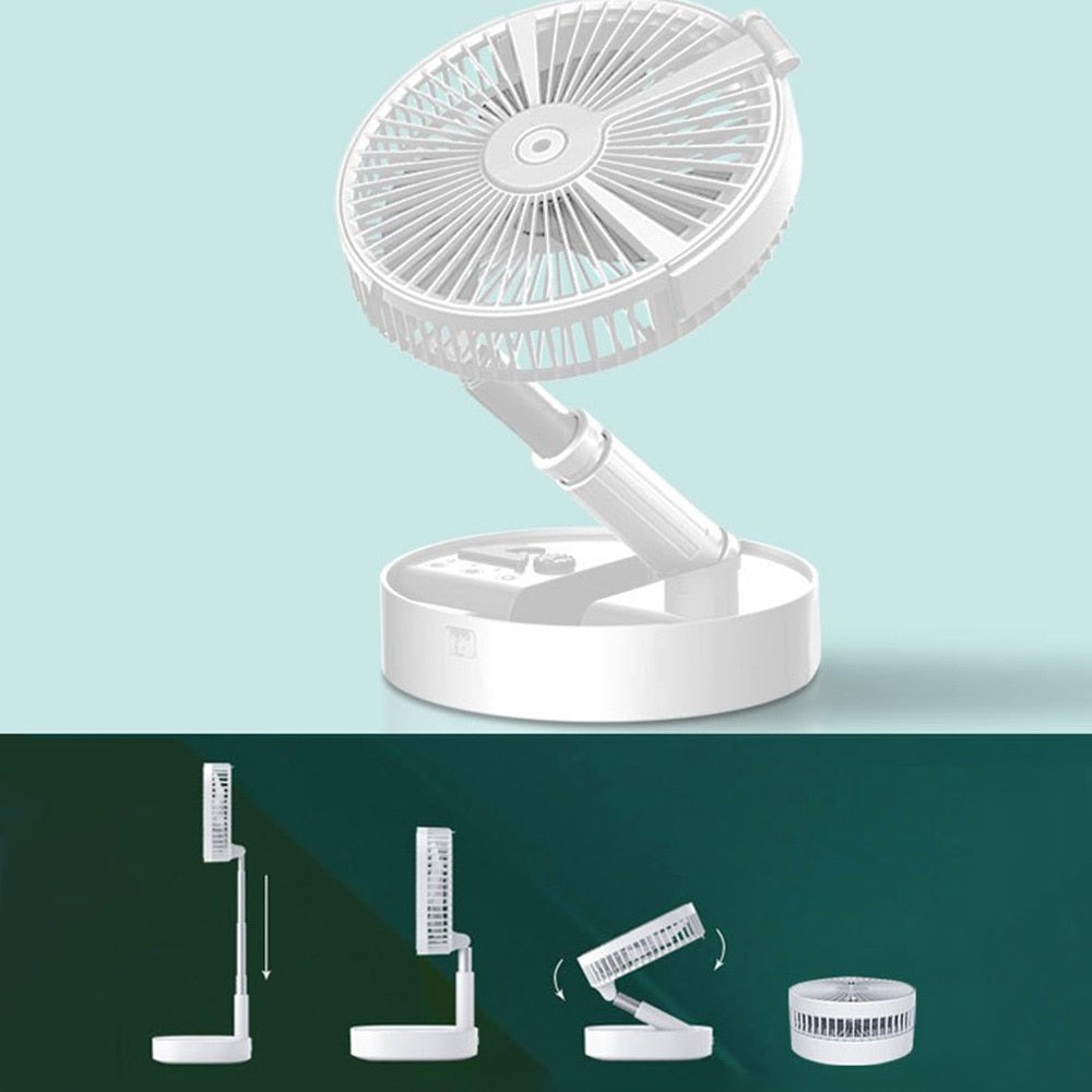 Portable USB Fan 7200mAh Rechargeable Folding Fan