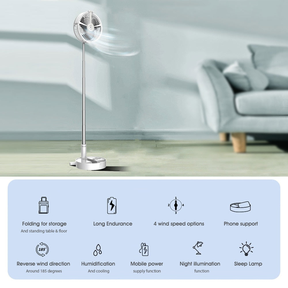 Portable USB Fan 7200mAh Rechargeable Folding Fan