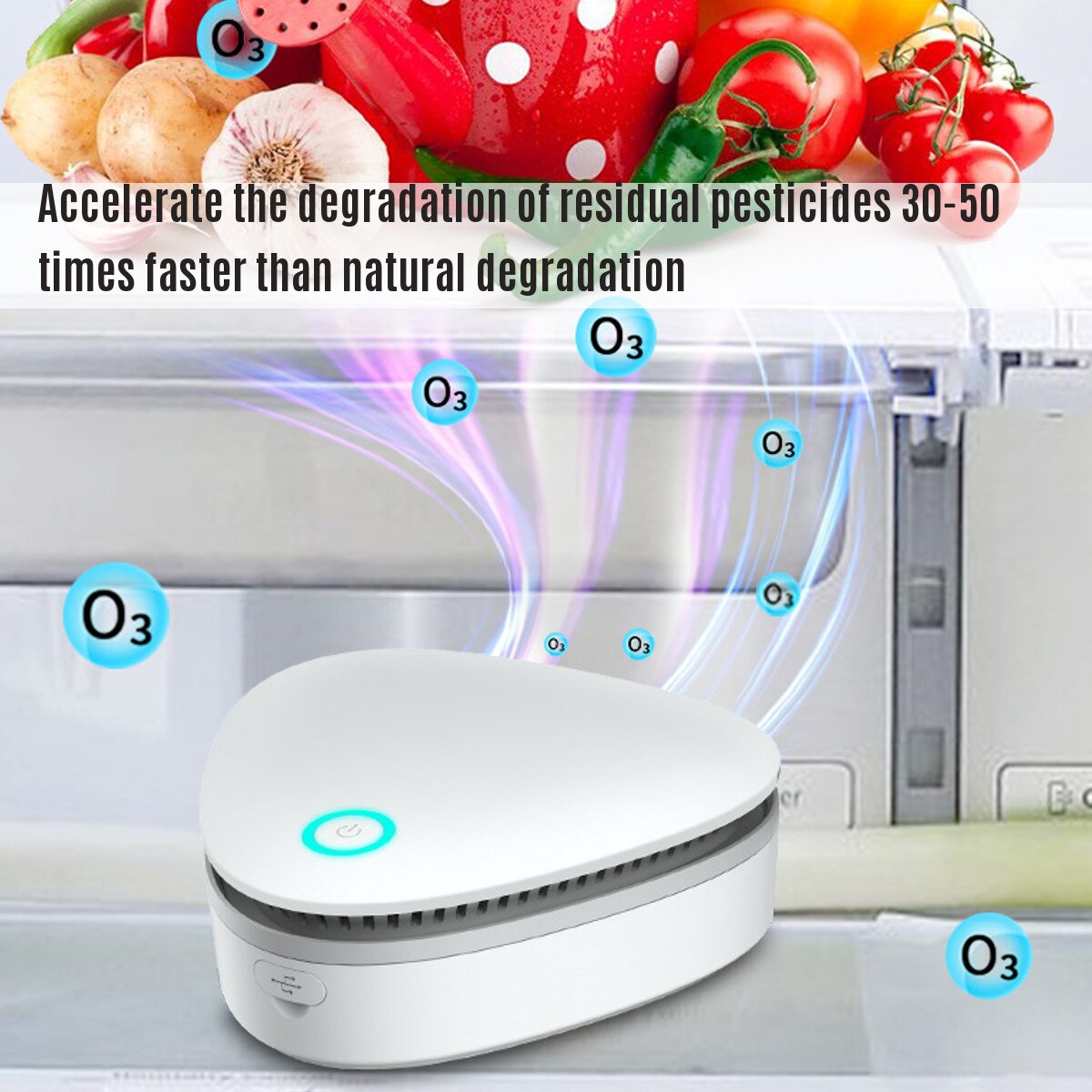 Portable USB Ozone Deodorizer for Fridge, Closet and Car