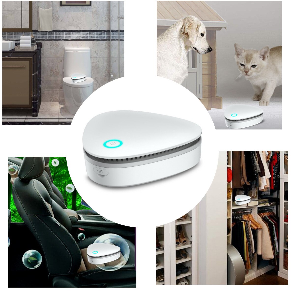 Portable USB Ozone Deodorizer for Fridge, Closet and Car
