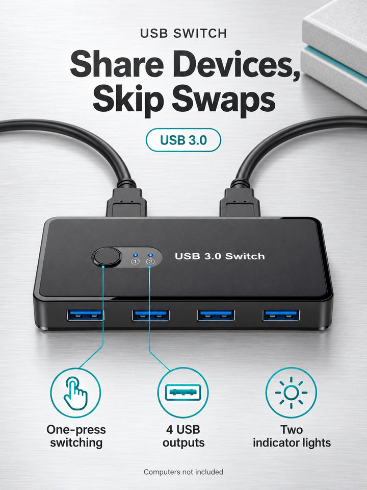 USB Switch for 2 Computers: Share 4 Devices Fast