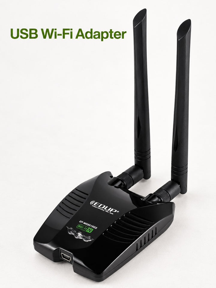 USB Wi-Fi Adapter with Dual 5dBi Antennas for Desktop