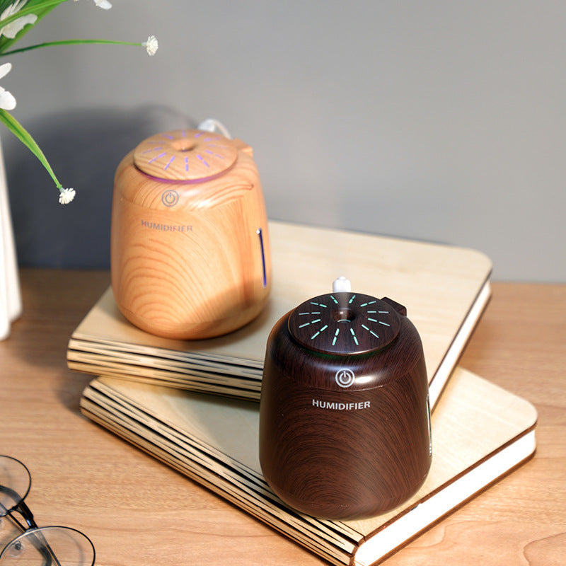 Wood Grain USB Desk Humidifier with LED Night Light