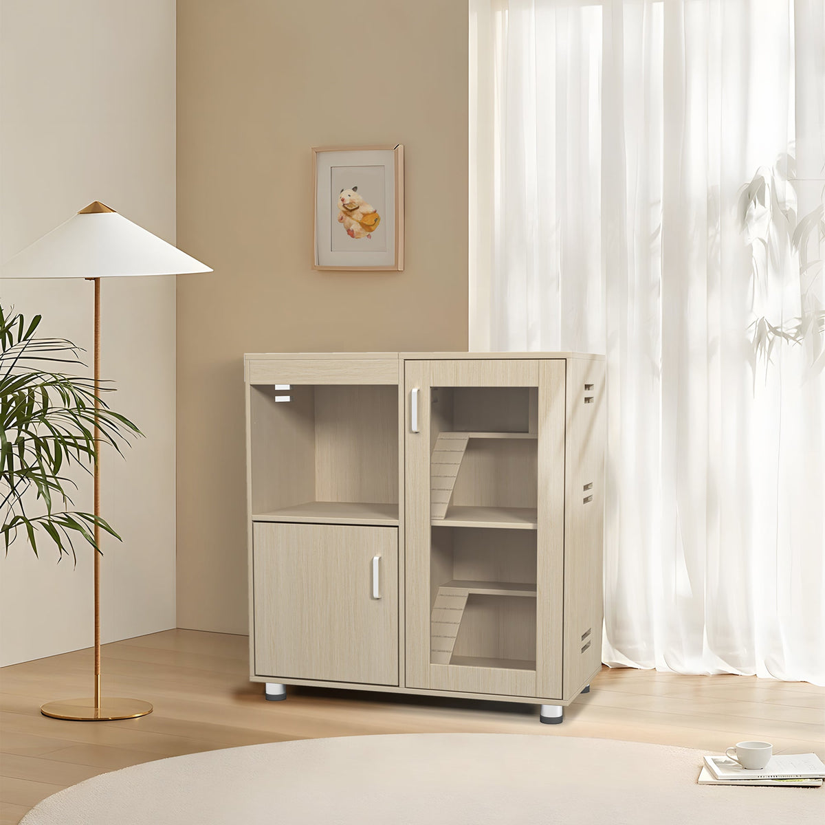Small-Animal Cage With Four-Level Storage Cabinet