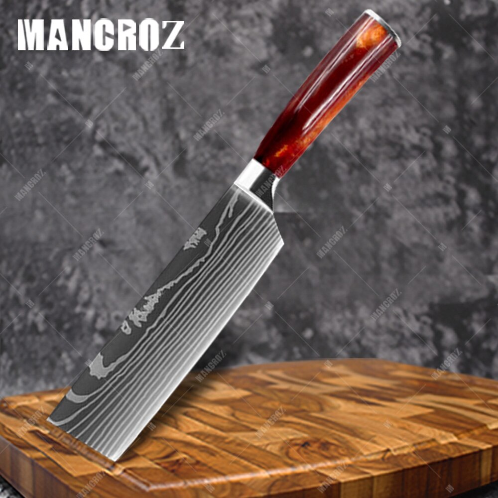 Damascus Pattern Kitchen Knife Set, 11 Piece Chef Knives