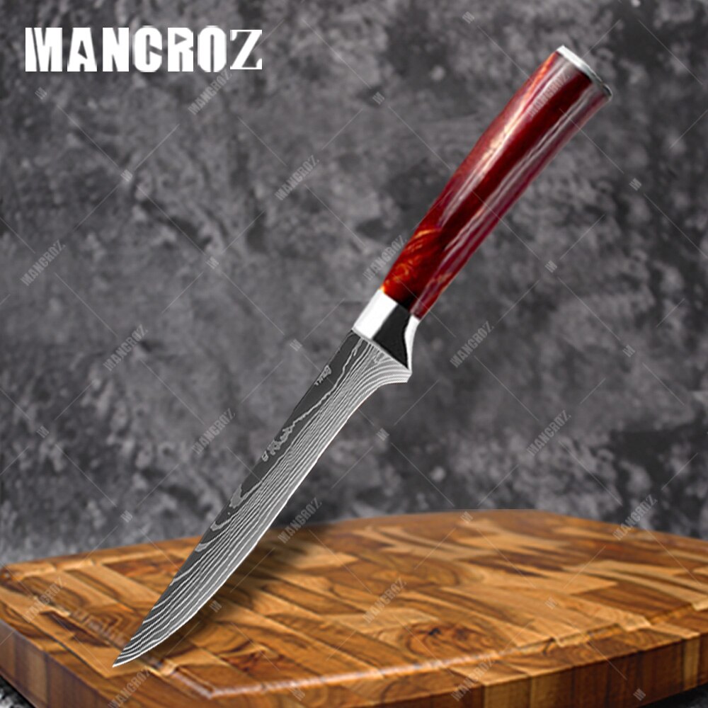 Damascus Pattern Kitchen Knife Set, 11 Piece Chef Knives
