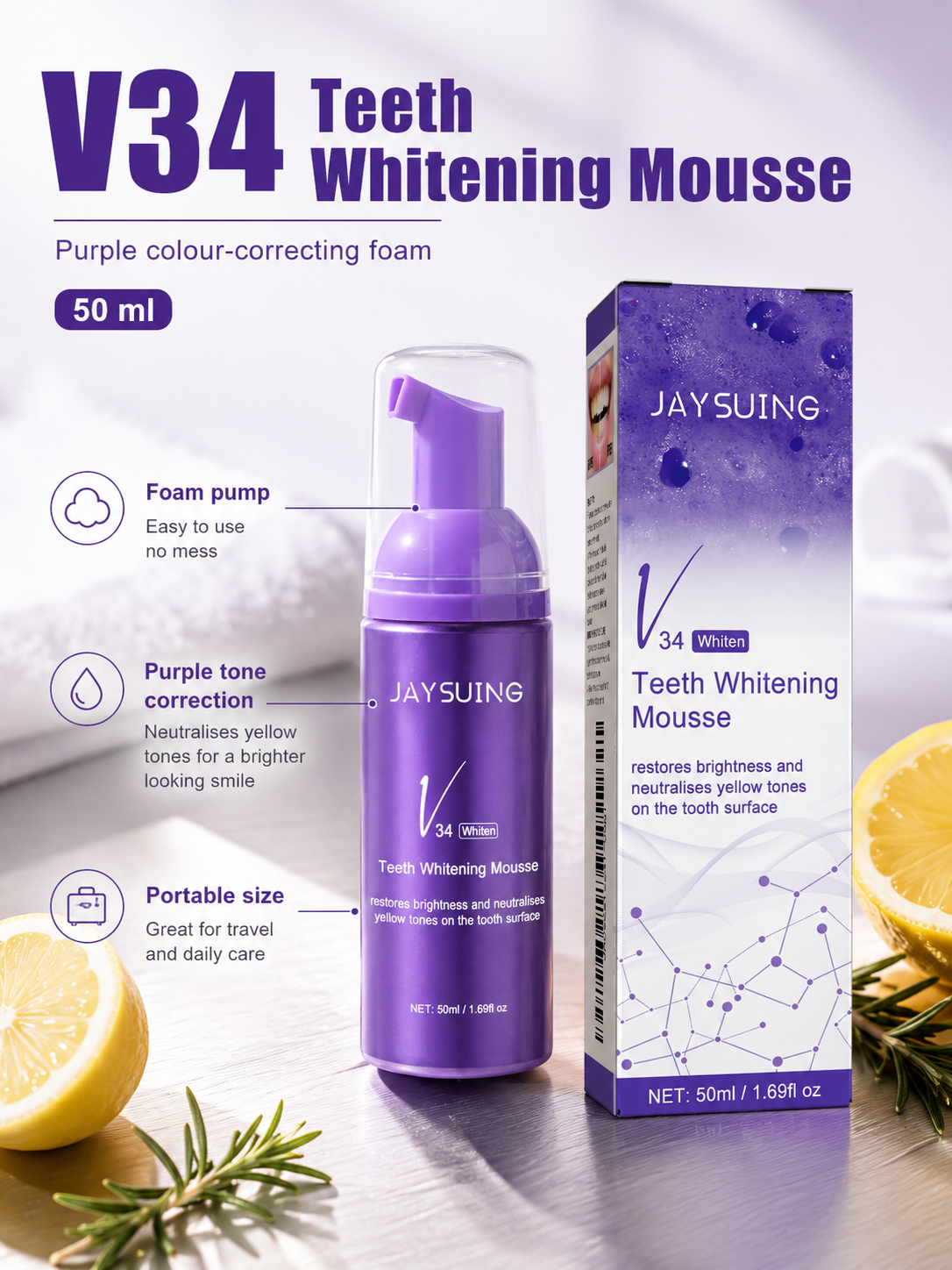 Teeth Whitening Mousse — Instant Brightening with Colour