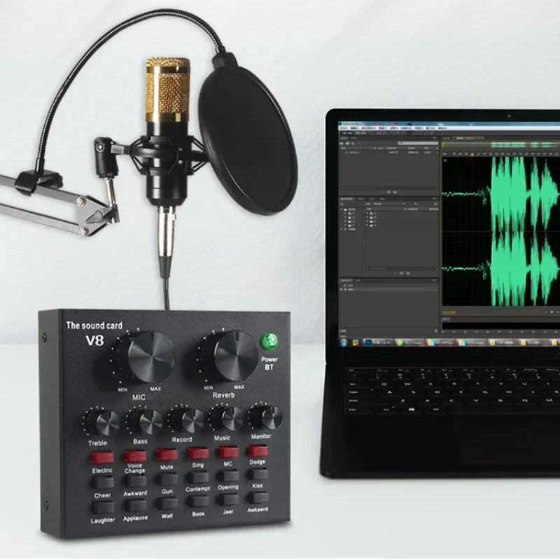 USB Sound Card Voice Changer Mic Kit for Streaming