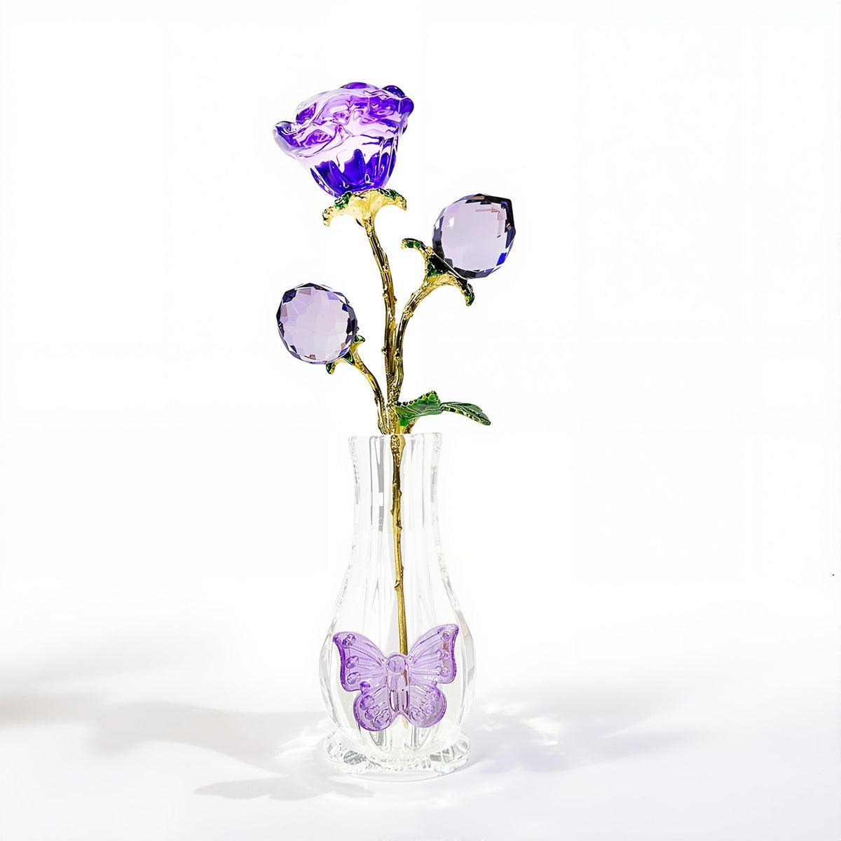 Crystal Rose Glass Vase Romantic Tabletop Decoration