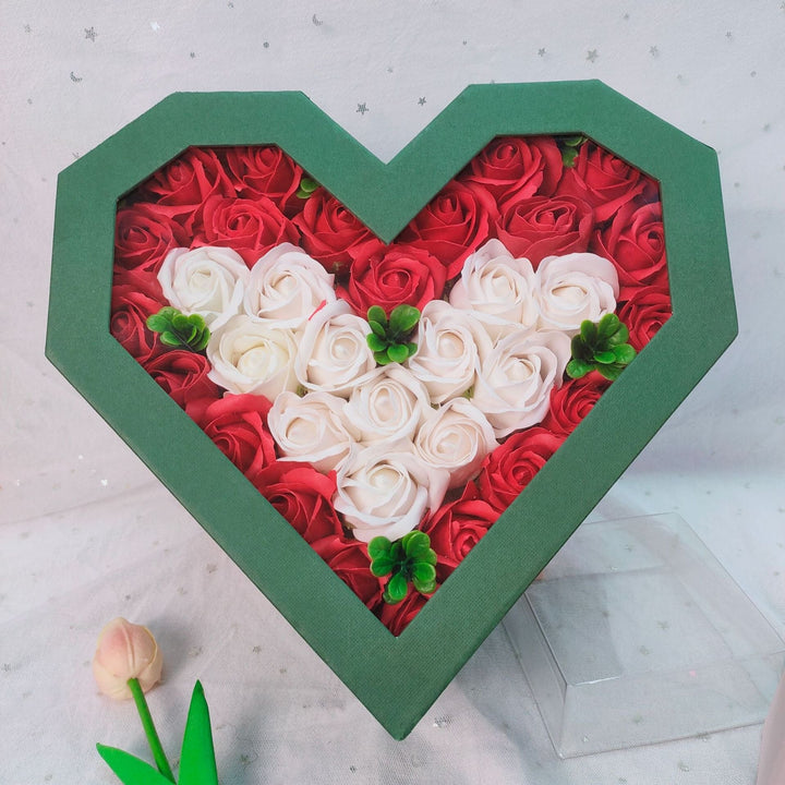 Heart-Shaped Floral Gift Box With Romantic Clear Window