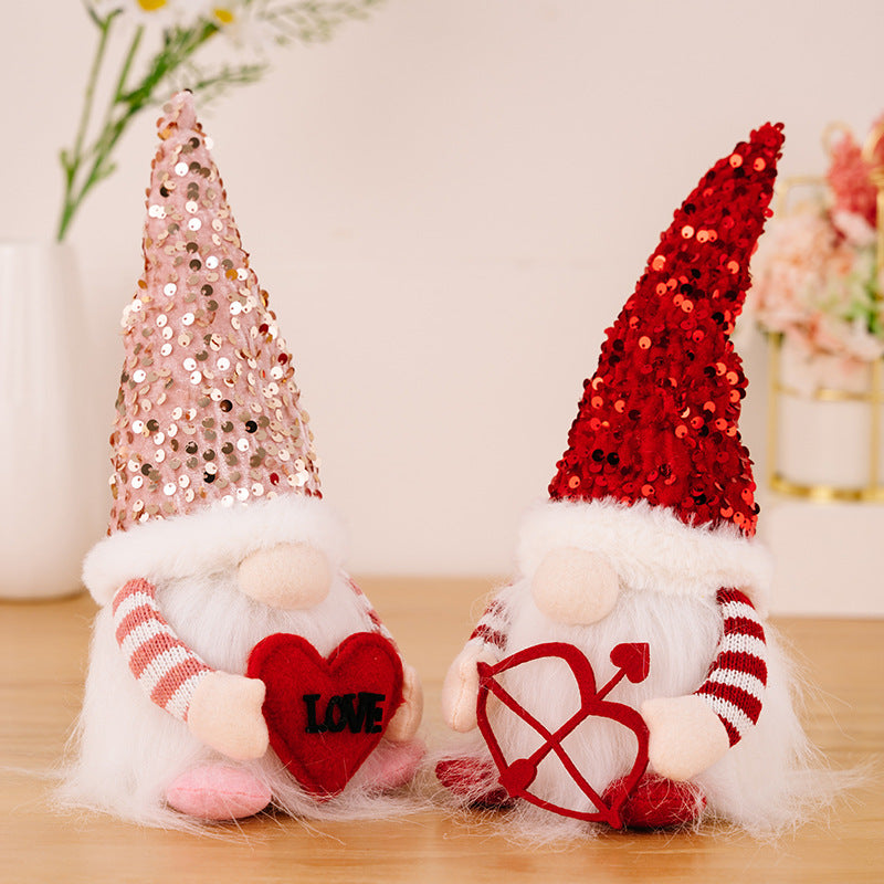 Valentine's Day Gnome Decor Pair for Festive Sparkle