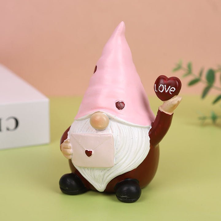Valentine's Day Dwarf Ornament for Romantic Desk Decor