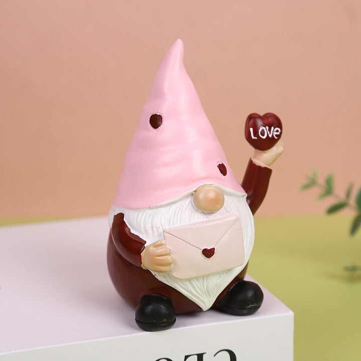 Valentine's Day Dwarf Ornament for Romantic Desk Decor