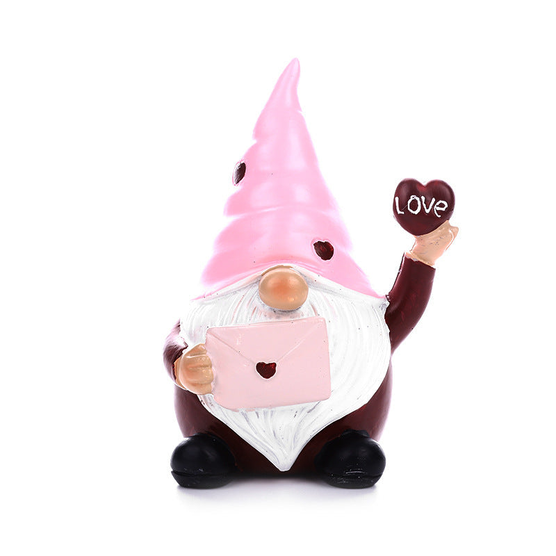 Valentine's Day Dwarf Ornament for Romantic Desk Decor