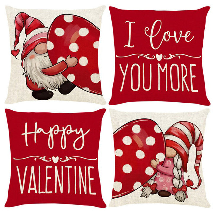 Valentine's Day Pillow Cover with Whimsical Gnomes
