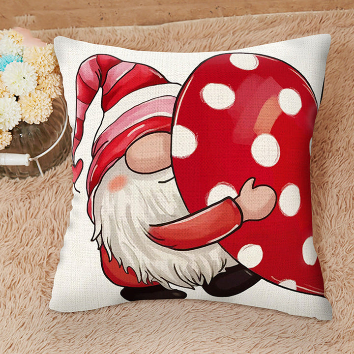 Valentine's Day Pillow Cover with Whimsical Gnomes