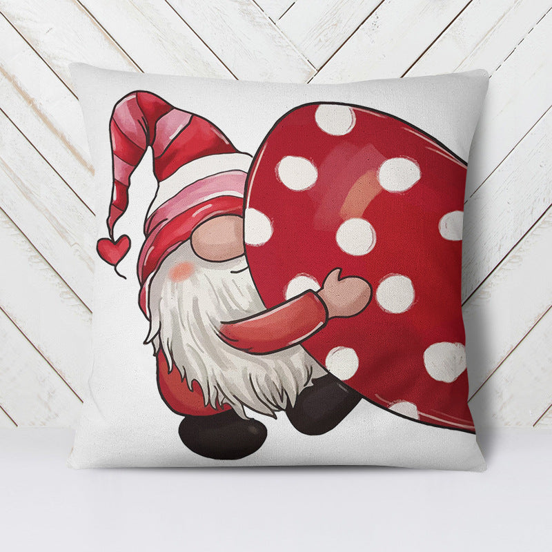 Valentine's Day Pillow Cover with Whimsical Gnomes
