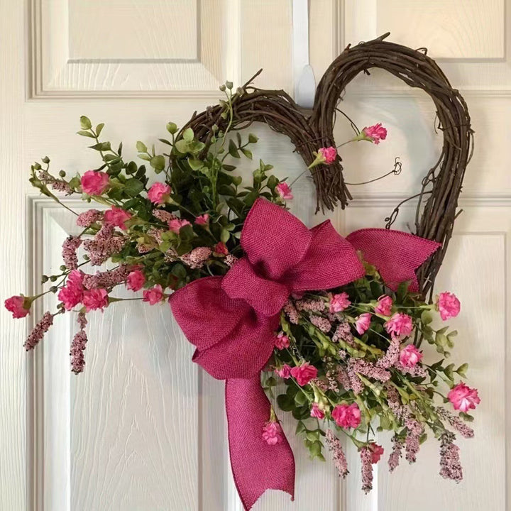 Heart Flower Wreath Door Hanging for Romantic Decor
