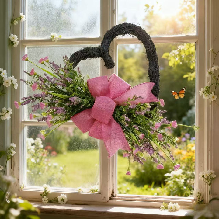 Heart Flower Wreath Door Hanging for Romantic Decor