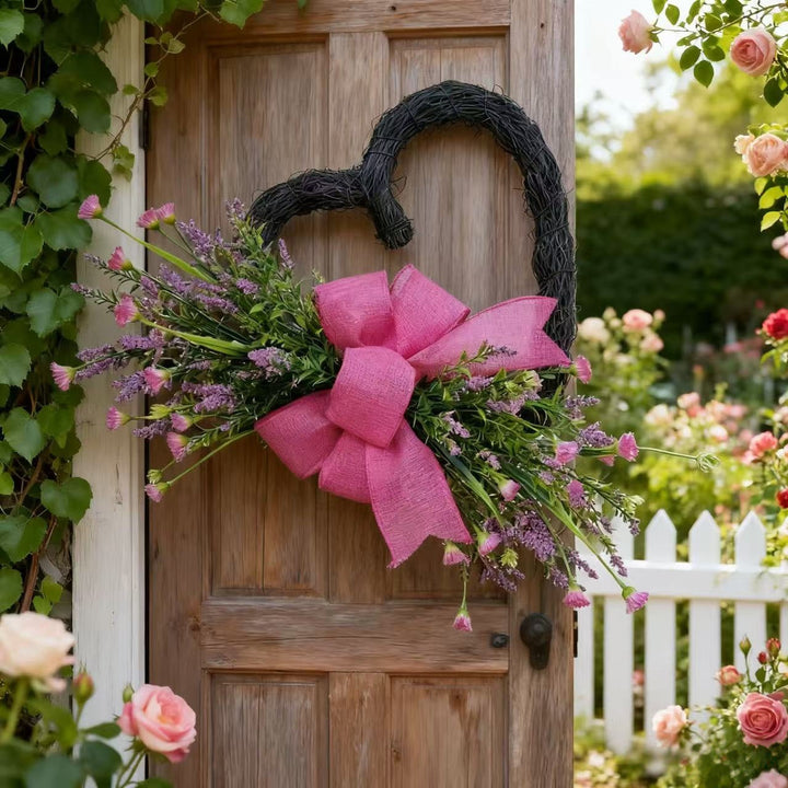 Heart Flower Wreath Door Hanging for Romantic Decor