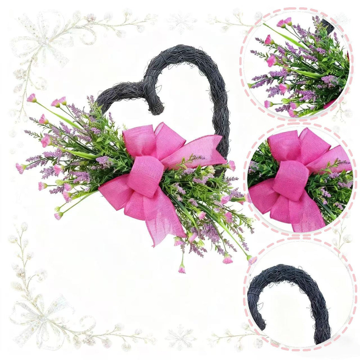Heart Flower Wreath Door Hanging for Romantic Decor