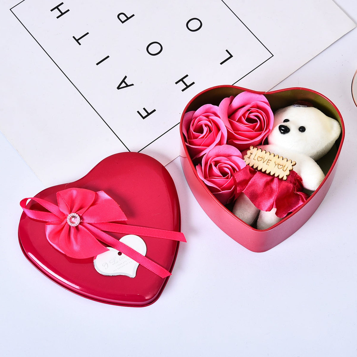 Rose Gift Box with Teddy Bear | Ready-to-Give Romance