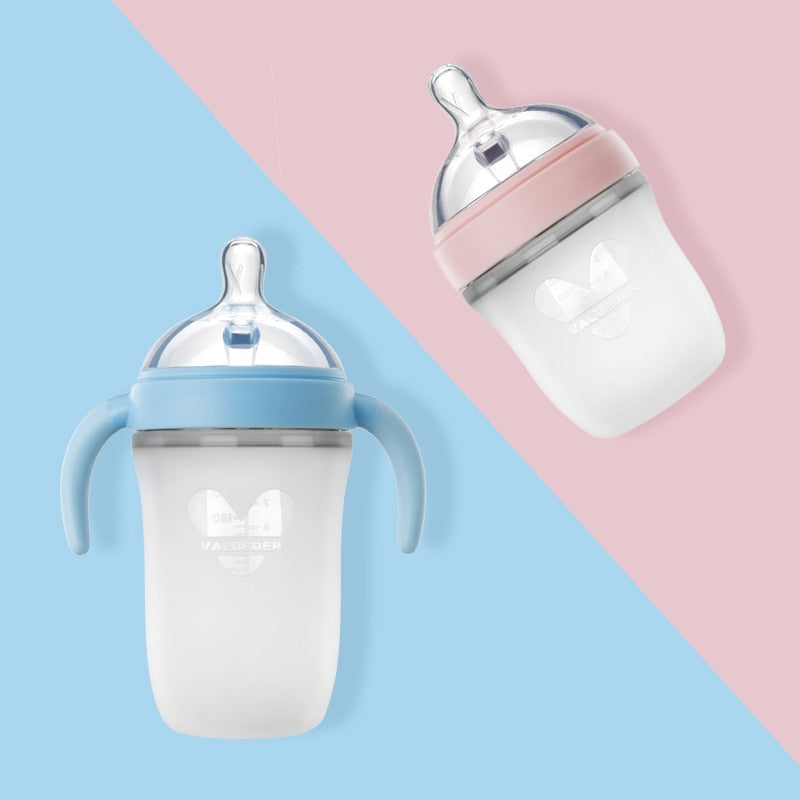 Baby Silicone Feeding Bottle With Natural Nipple, Easy-Grip
