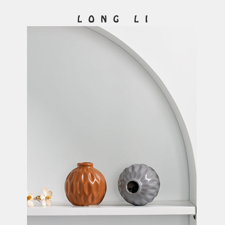 Textured Ceramic Vase for Elevated Shelf and Table Styling