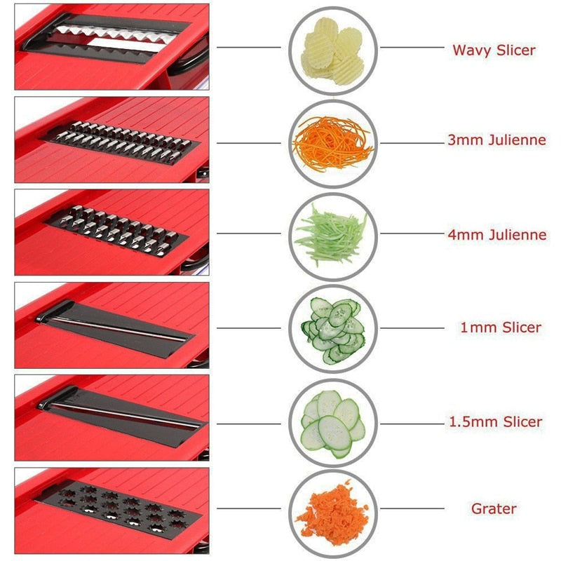 Vegetable Mandoline Slicer with 6 Blades and Storage Box