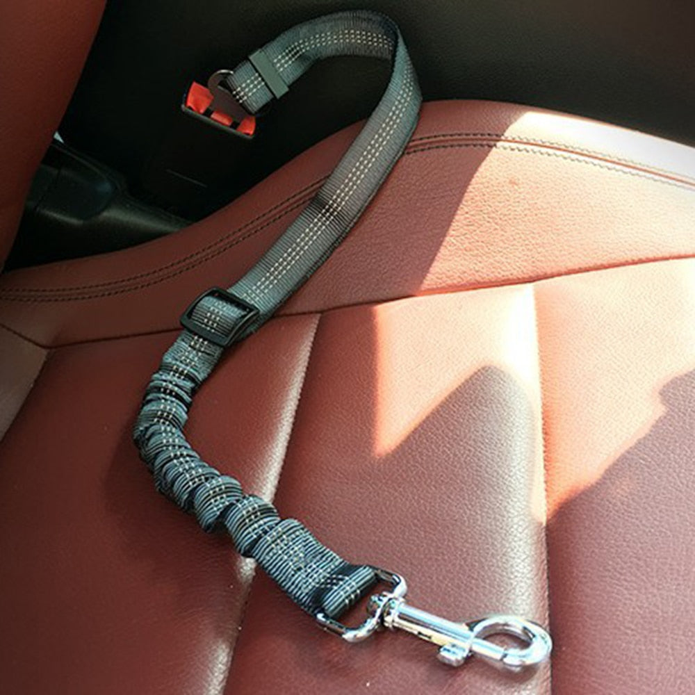 Dog Car Safety Belt with Shock-Absorbing Elastic Strap