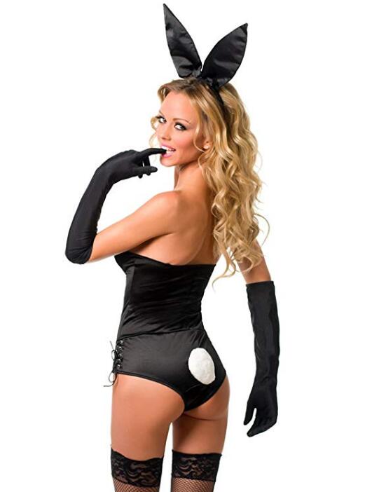 Black Bunny Costume Set with a Dramatic Silhouette